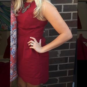 Lauren James Maroon Seersucker Dress